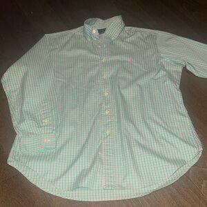 Ralph Lauren Blue Label Green Plaid Button Down Shirt-Size 16 33/33